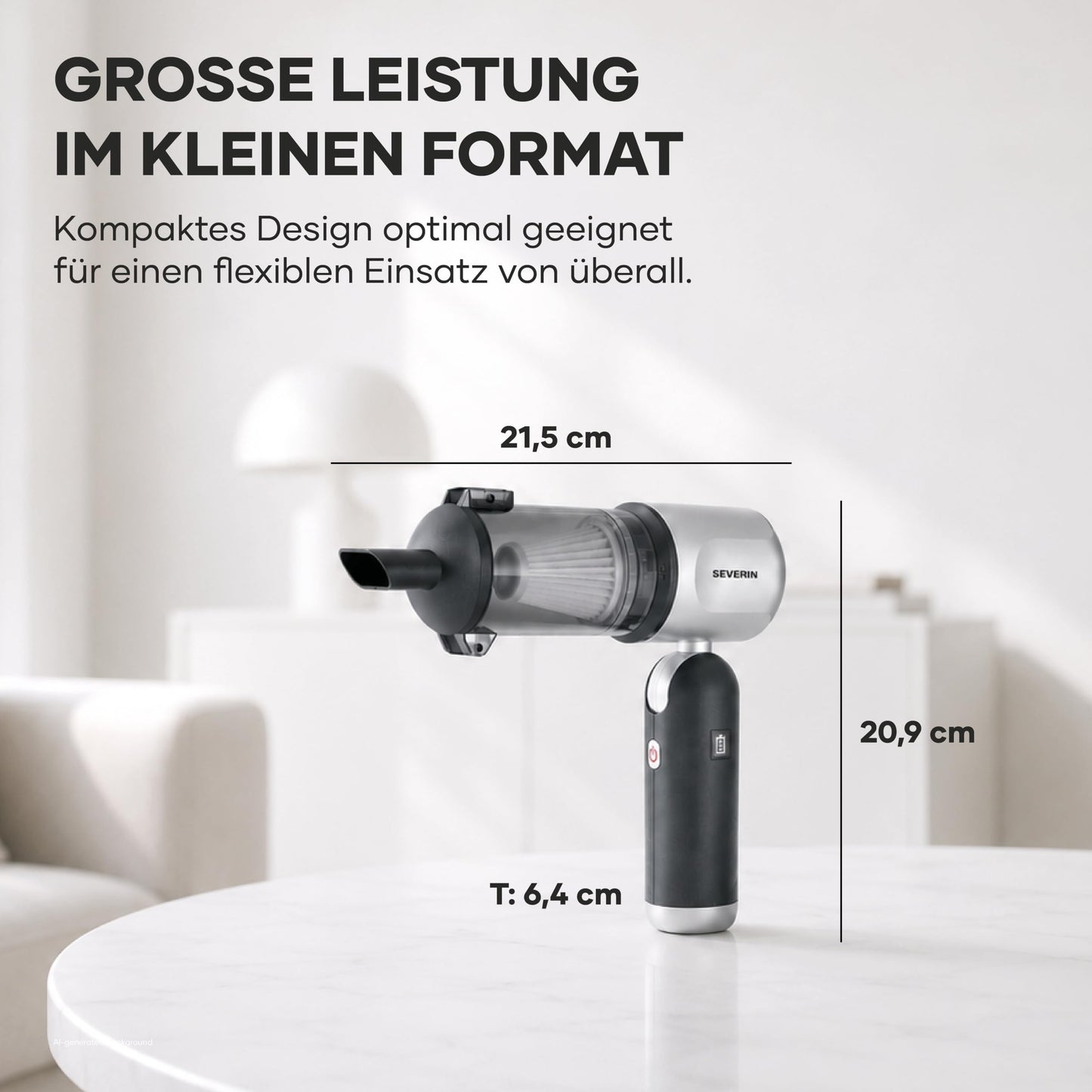 Severin 3-in-1 cordless hand vacuum cleaner, air blower & inflator, dust blower, for air mattresses, cars, household, 3 levels, 17000Pa, wireless, 240000rpm, S-Power Duoboost, 120W, anthracite, HV 7149