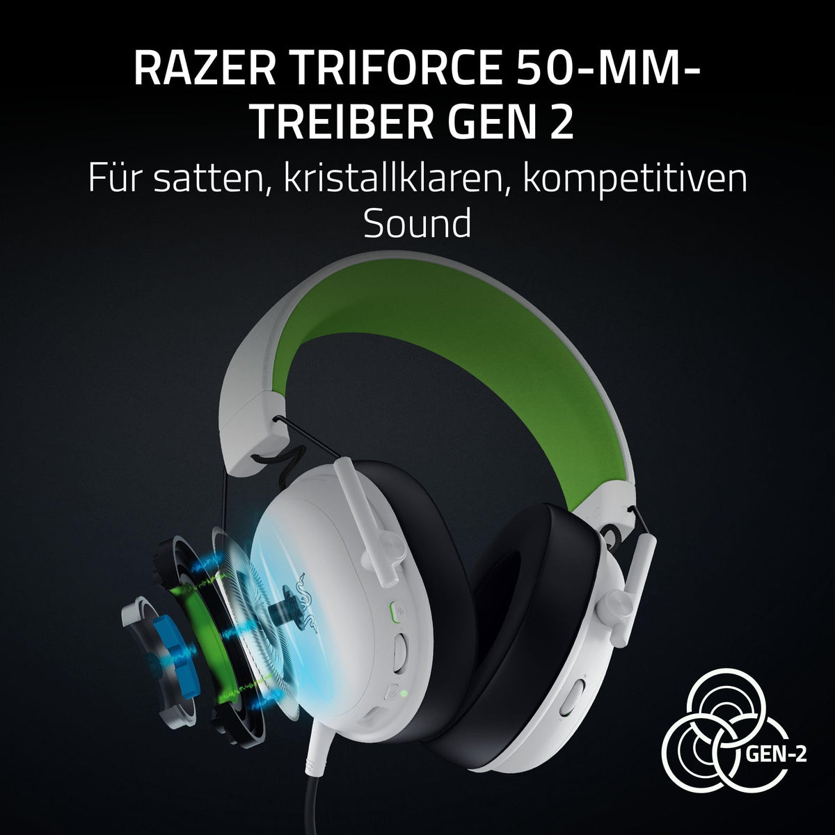 Razer BlackShark V3 X HyperSpeed Xbox - Wireless E-Sport Gaming Headset - Ultra lightweight 270 g - Triforce 50mm drivers - Detachable microphone - HyperSpeed 2.4 GHz & Bluetooth - Xbox/PC | White - RZ04-05420300-R3M1