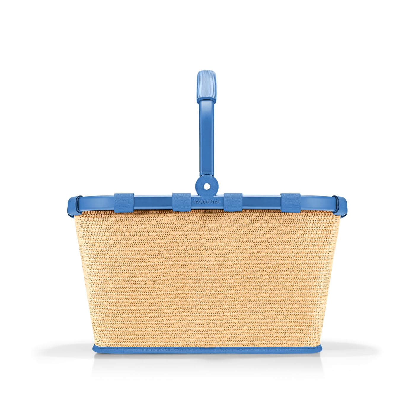 Reisenthel carrybag frame raffia blue – Stable shopping basket with lots of storage space and practical inner pocket – Elegant and water-repellent design - BK4122