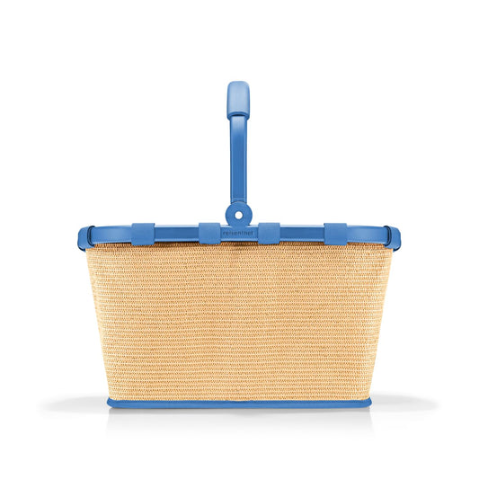 Reisenthel carrybag frame raffia blue – Stable shopping basket with lots of storage space and practical inner pocket – Elegant and water-repellent design - BK4122