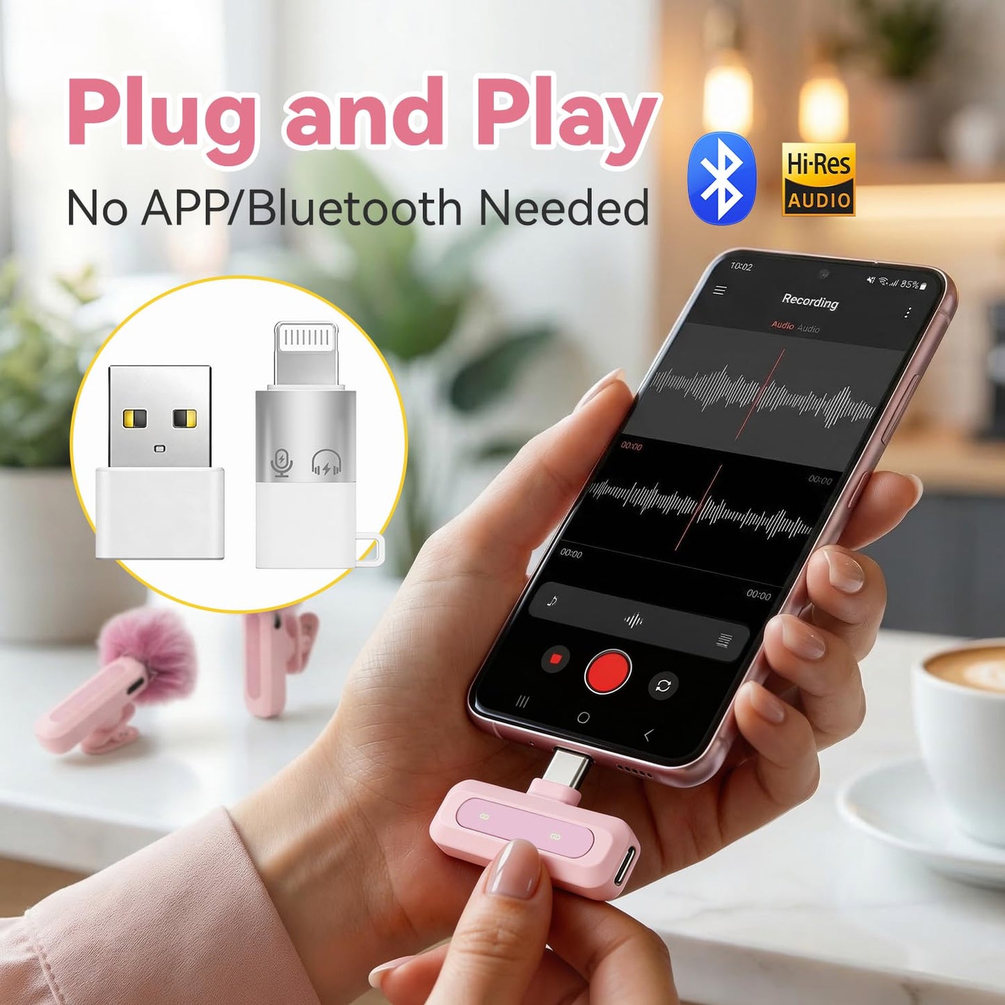 Mini Wireless Lavalier Microphone for Android and iPhone, iOS Devices - Noise Reduction Lapel Microphone for Recording, Clip-on Microphone, for Video Recording, Tiktok, Youtube, Vlog Podcast Content - J3