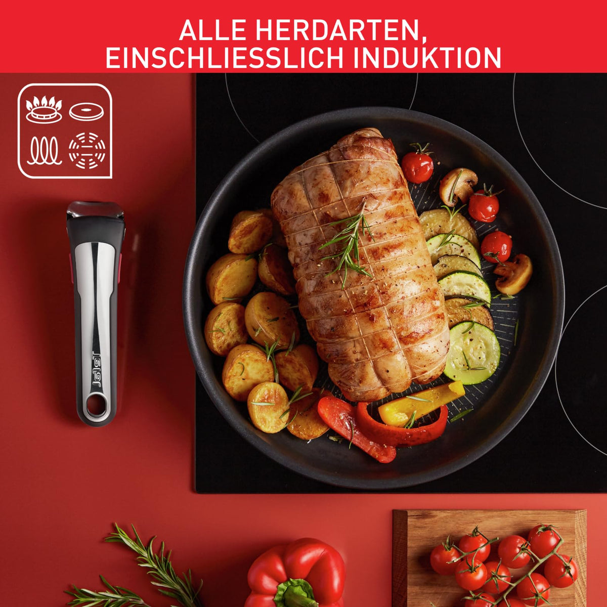 Tefal Ingenio Unlimited 4-piece saucepan set, 16/18/20 cm, pot set with removable handle, stackable, space-saving, induction-compatible pot set with non-stick coating, easy to use and clean, L39594 - L3959443
