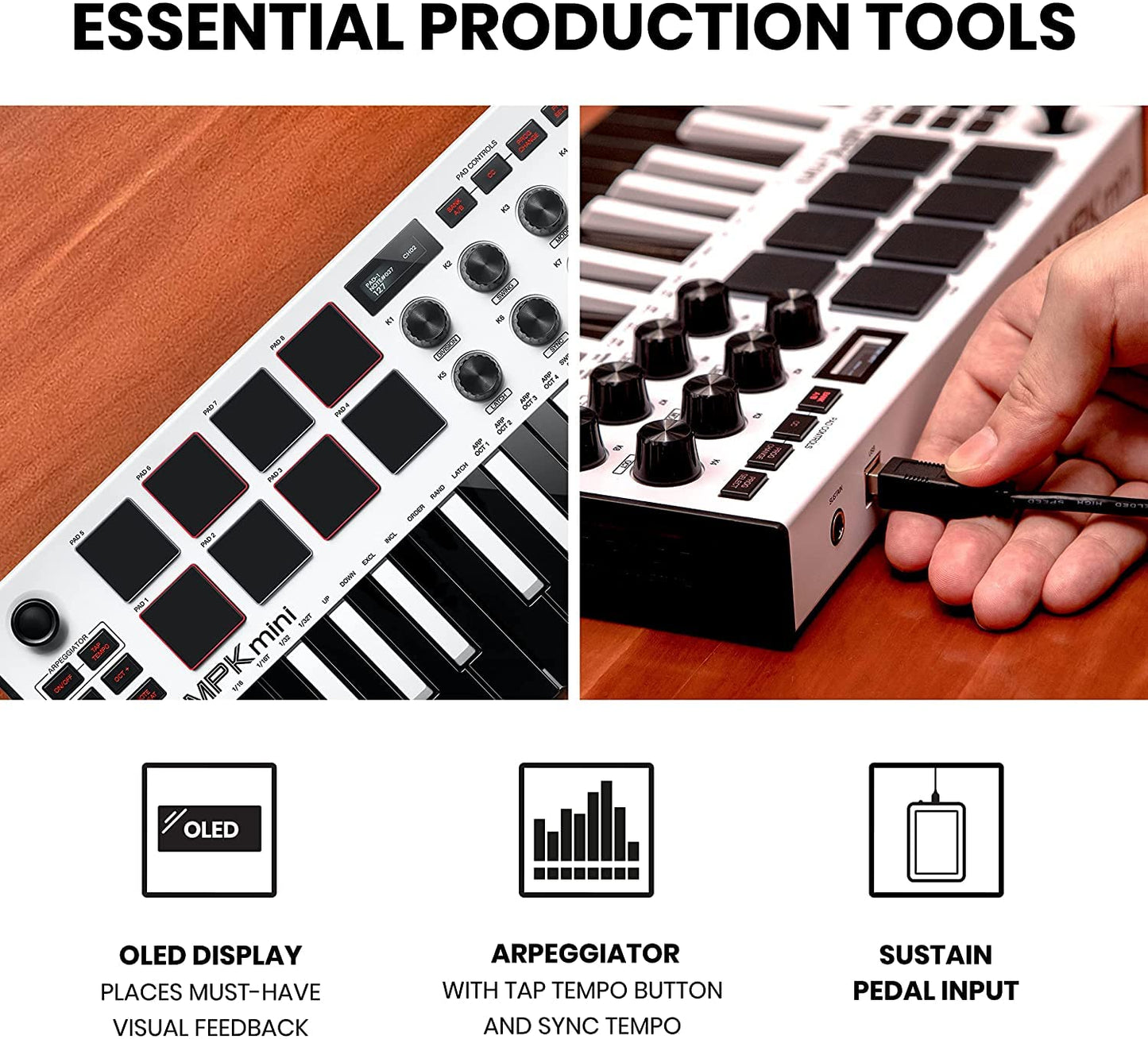AKAI Professional MPK Mini MK3 White and M-Audio HDH40