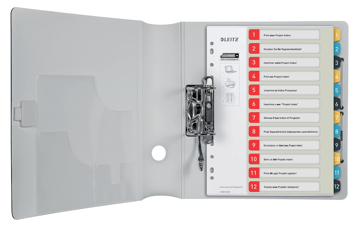 Leitz PC-writable register in A4 format, pack of 15, 1-12, robust, multi-colored, cozy series, 12480000 - 12480000-15