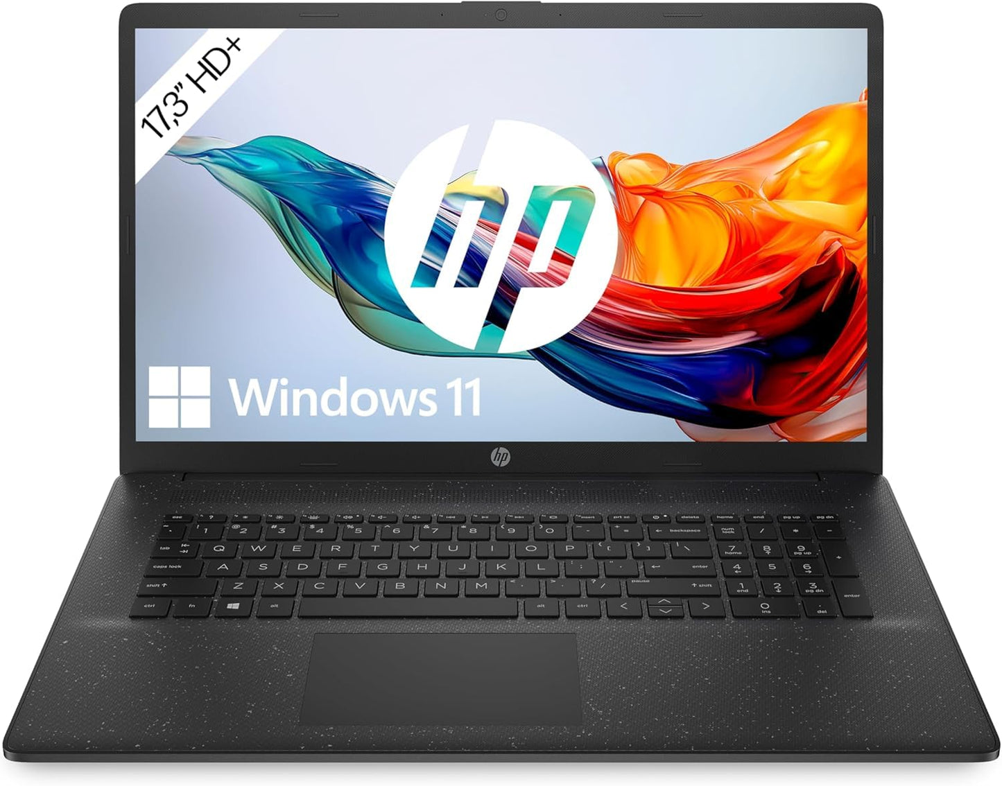 HP laptop with 17.3" HD+ display, Intel Celeron N4120, 8 GB DDR4 RAM, 256 GB SSD, Intel UHD graphics, Windows 11, QWERTZ keyboard, black - BZ8S4EA#ABD