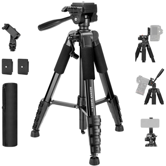NEEWER Basics TP56 camera tripod, 74" tripod with cell phone holder
