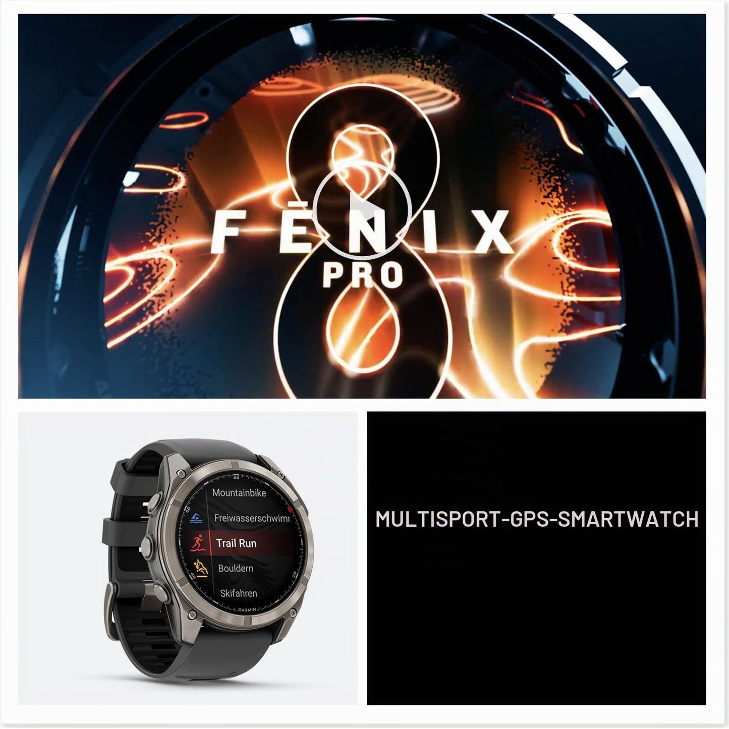 Garmin Fenix 8 Pro 51mm AMOLED - multisport smartwatch, 1.4" touch display, up to 27 days battery life, maps, 80+ sports apps, ECG, flashlight, LTE telephony & 24/7 SOS emergency call (subscription required) - 010-03199-11