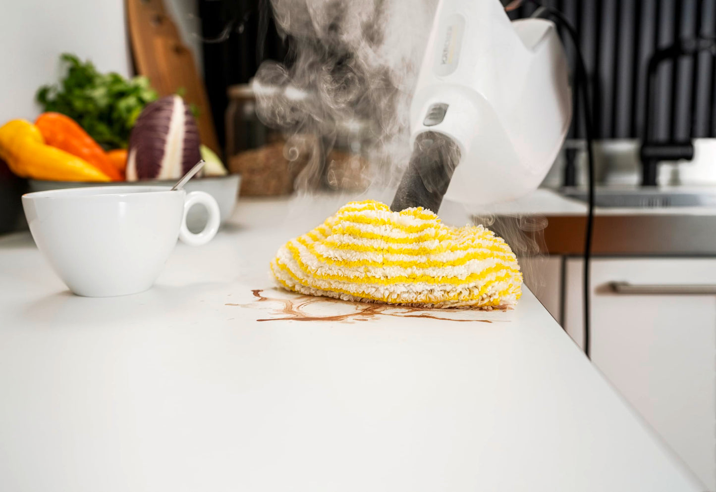 Kärcher steam cleaner SC 1 Multi, heating time: 30 s, heating output: 1,300 W, area output: 30m², tank: 200 ml, for comfortable and pore-deep cleaning, white - 1.516-404.0