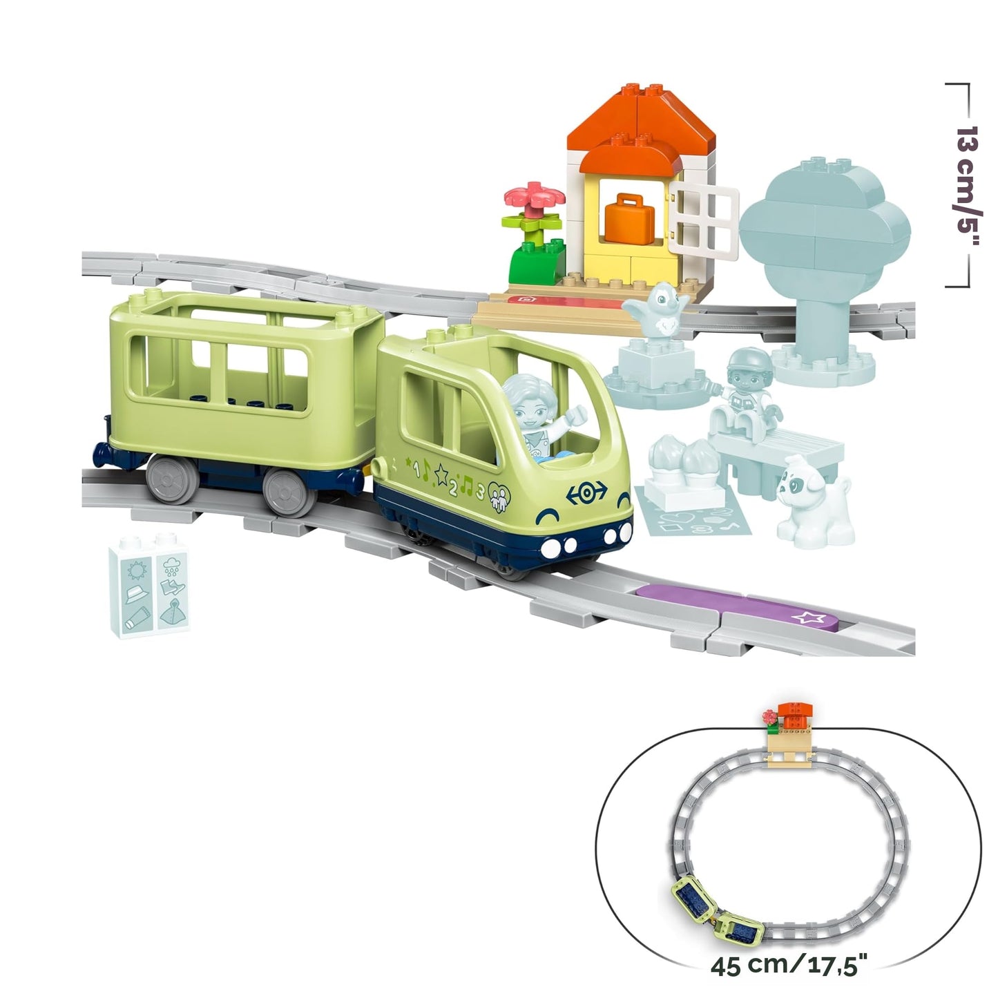LEGO DUPLO Interactive Adventure Railway - educational toy for toddlers aged 2 and up - 14 track pieces, action bricks with sounds and 4 toy figures - gift idea for boys and girls - 10427
