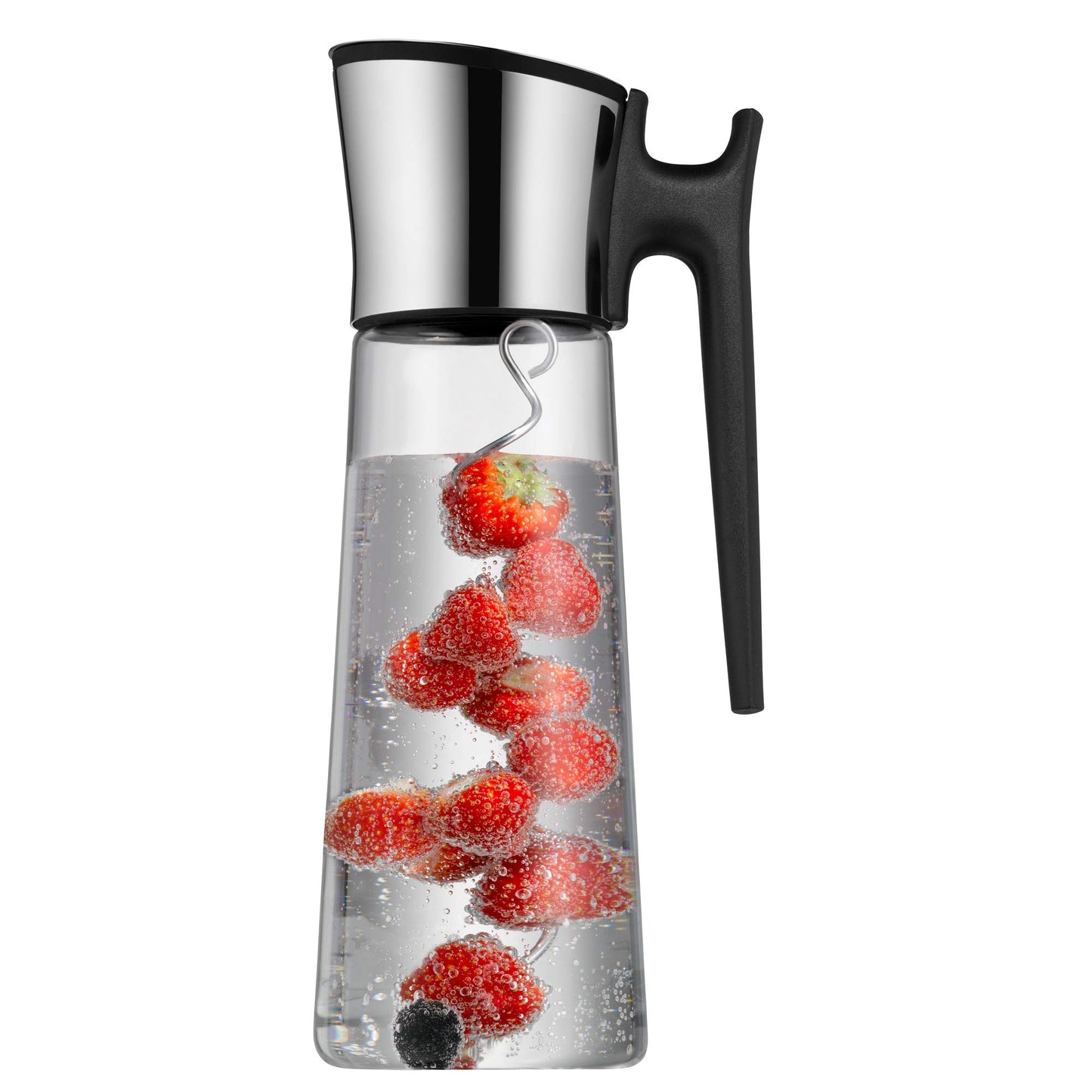 WMF Basic water carafe with handle 1.5 liters, glass carafe with lid 1.5 l, silicone lid, closeup closure - 618046040