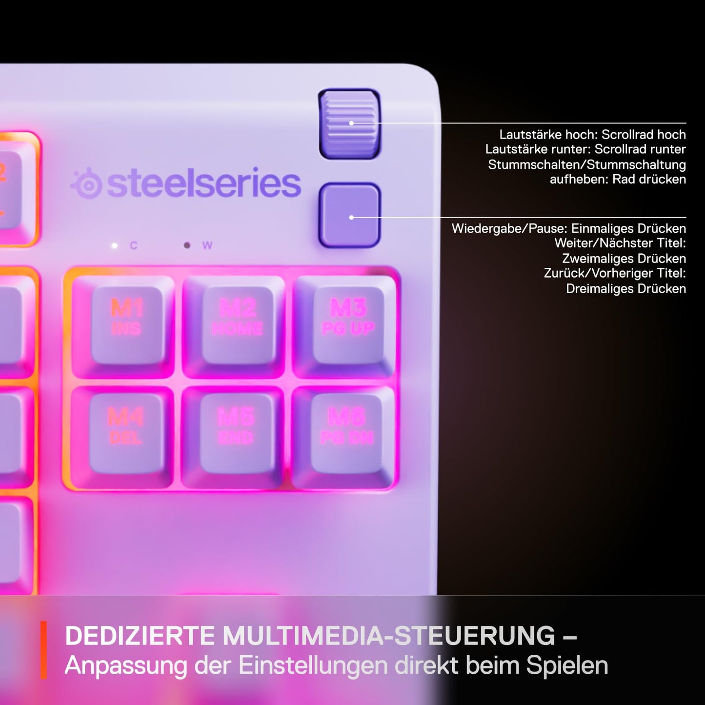 SteelSeries Apex 3 TKL Lavender RGB Gaming Keyboard - 64941
