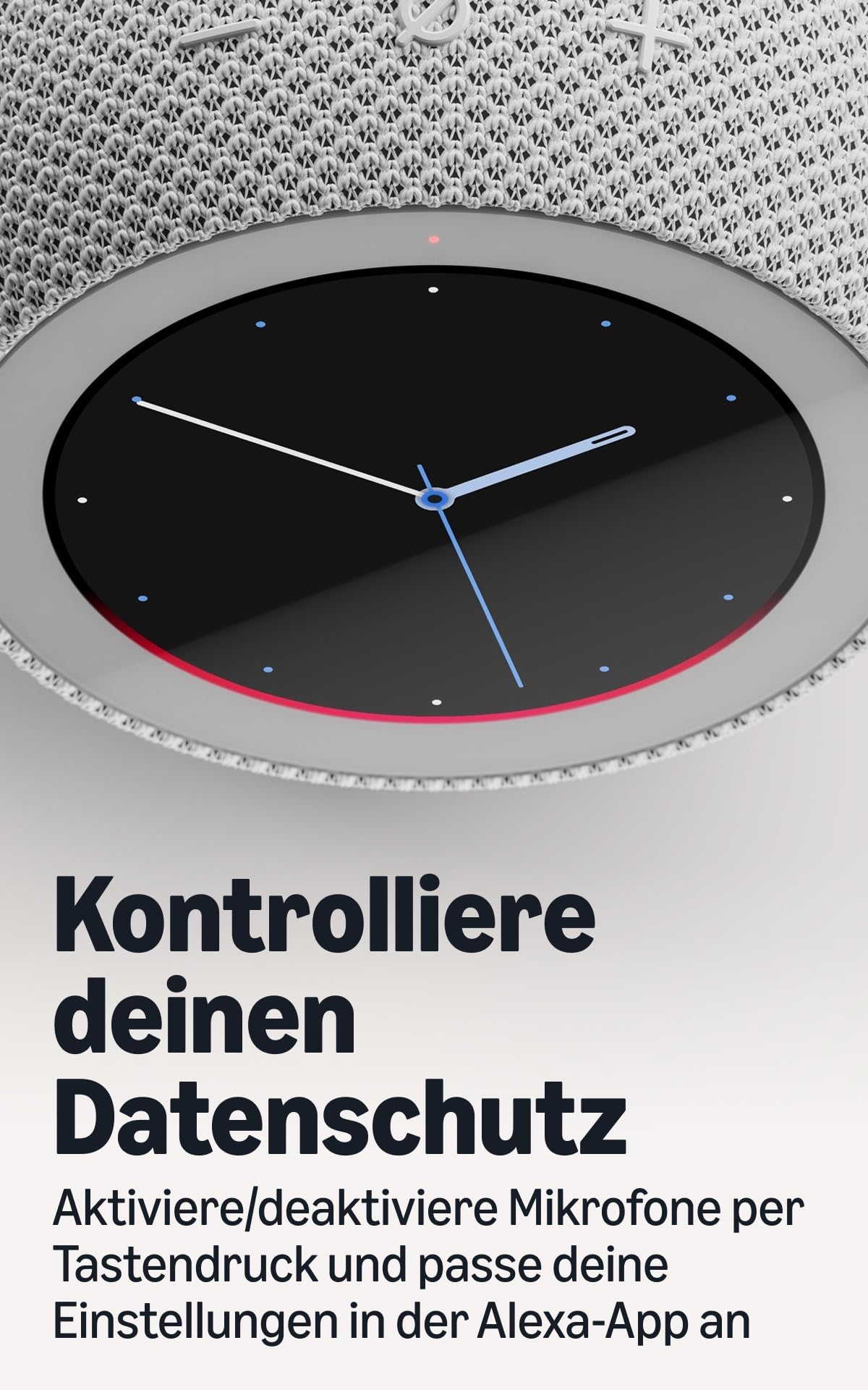 The new Amazon Echo Time, customizable clock designs, smart alarm clock, soundscapes, smart home hub, ideal for bedrooms, coral pink, with Alexa+ Early Access. - FS738N