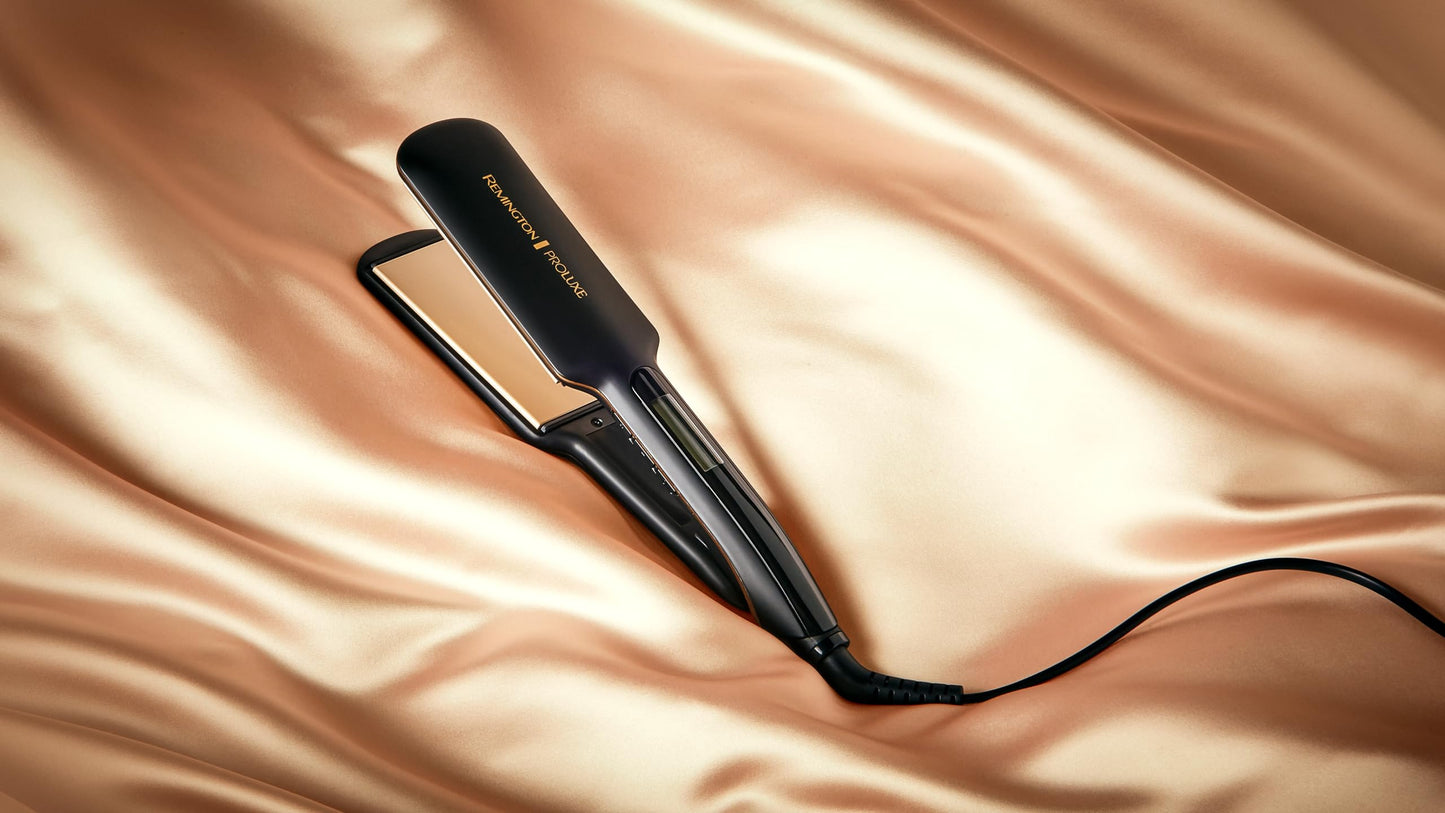 Remington straightening iron [extra wide ceramic styling plates 110 x 50mm] Proluxe (OPTIheat technology, Pro+ setting for gentle styling, digital display, quick heating) hair straightener S9150B