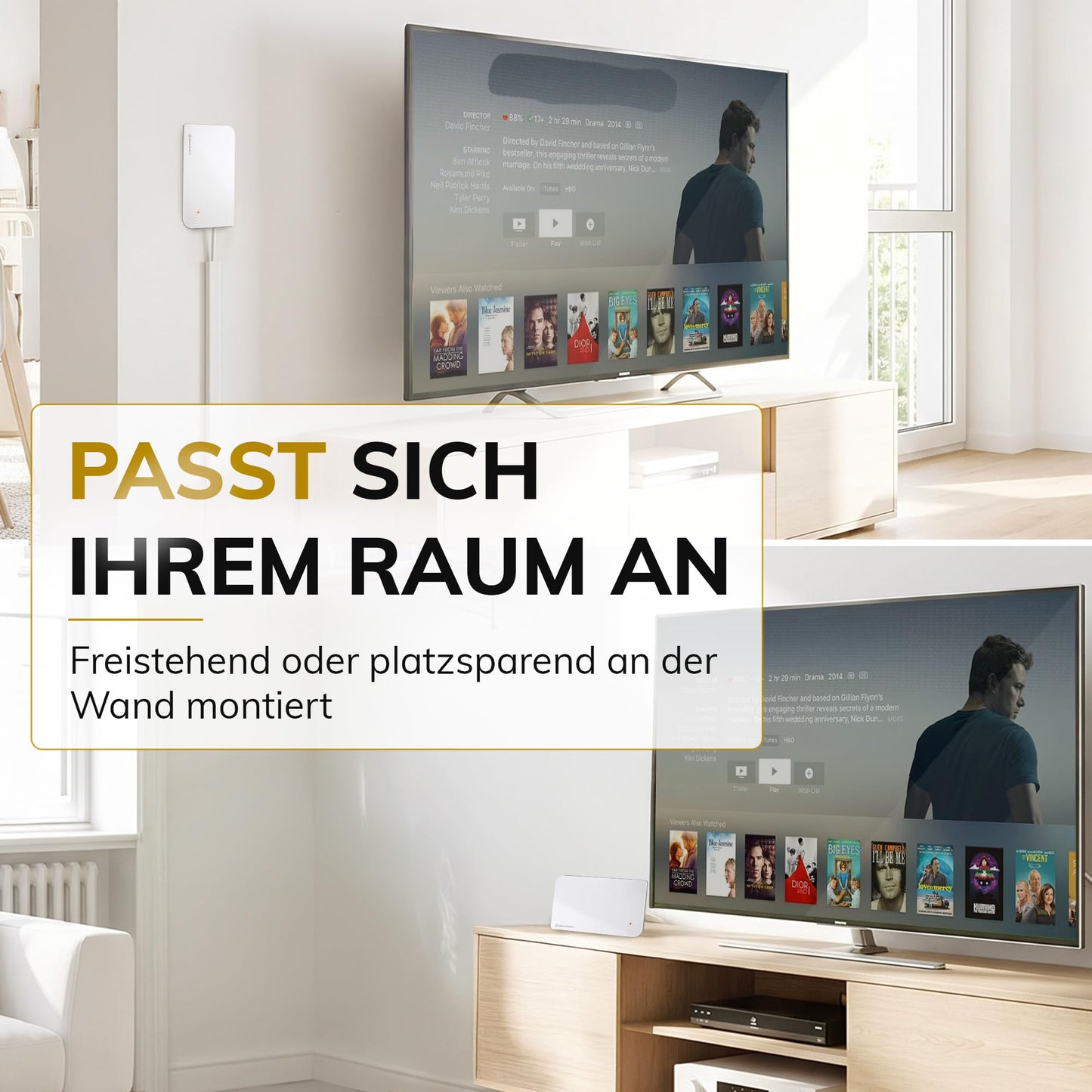 Oehlbach Scope Vision 5G DVB-T2 HD antenna - digital indoor antenna - active DVB-T amplifier - successor to our test winner - with 5G filter - white - 17235