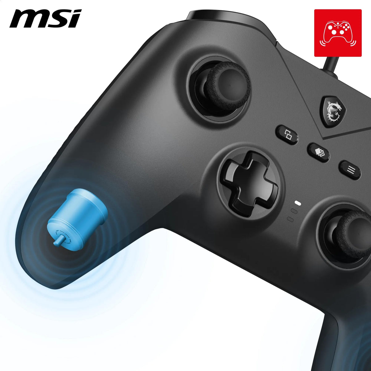 MSI FORCE GC200 Controler pentru jocuri pe PC cu fir – Trigger cu efect Hall, stick-uri analogice avansate, motoare de vibrație duble, USB 3.0 – cu fir - S10-04G0090-EC4