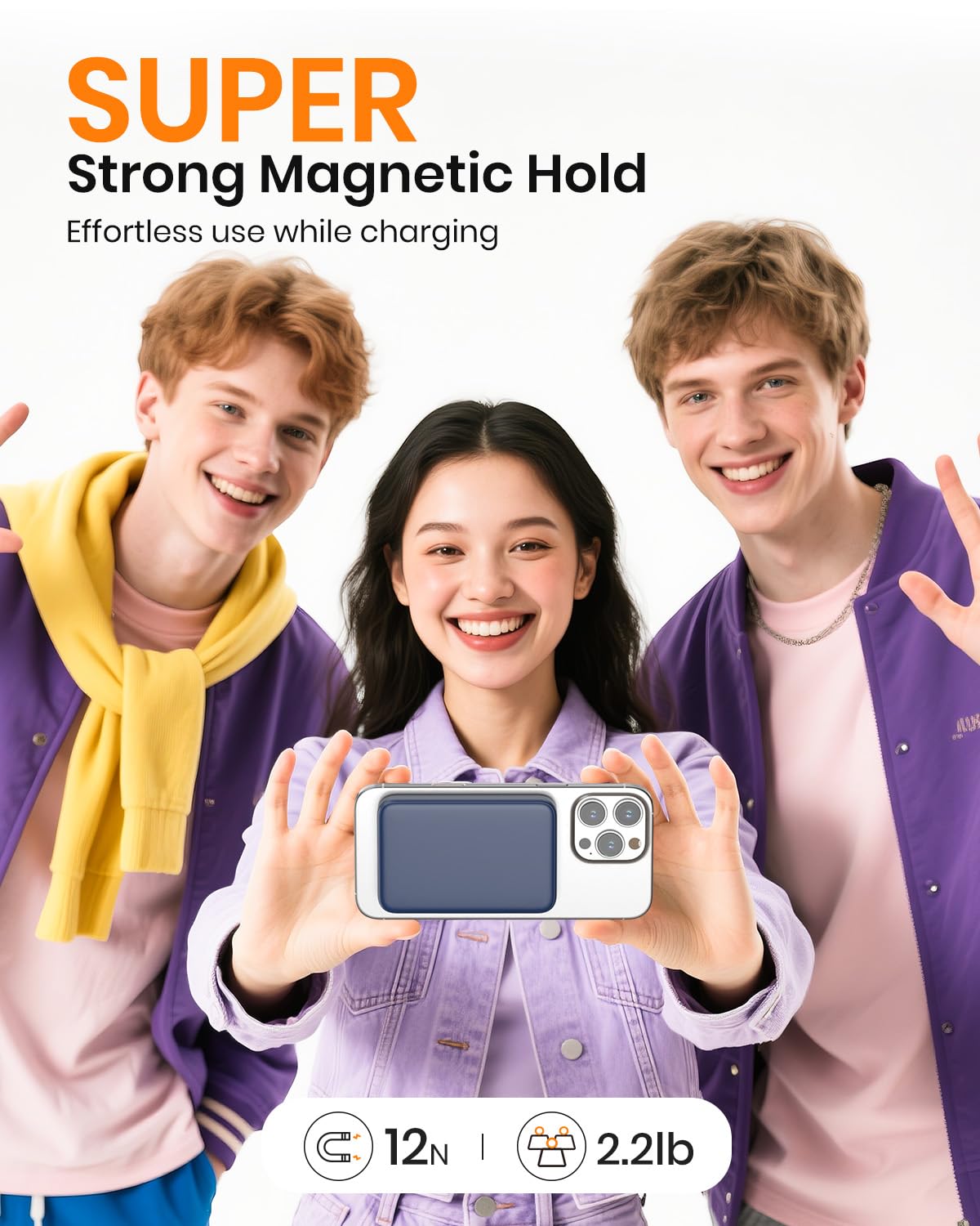 A ADDTOP Magnetic Power Bank 10000mAh- 20W Schnelllade iPhone Ladegerät for Magnetisch, UltraSlim Wireless Portable Charger with USB-C In&Out, LED Display Akku-Pack für iPhone 17/16/15/14/13/12 Blau - C19PW