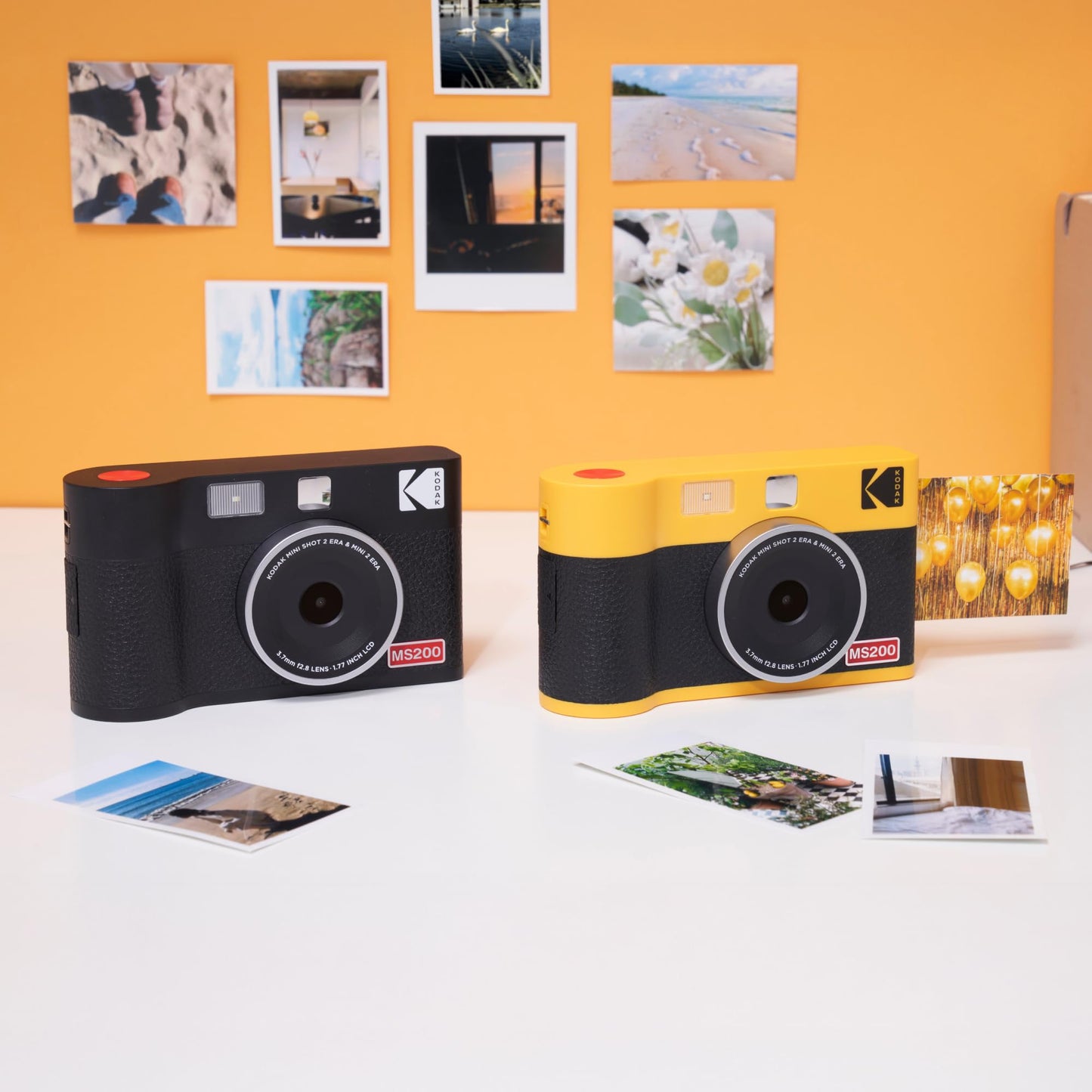 Kodak Mini Shot 2 ERA 4PASS 2-in-1 instant camera and photo printer (5.3x8.6cm) (photo printer + 8 sheets, yellow) - MS200