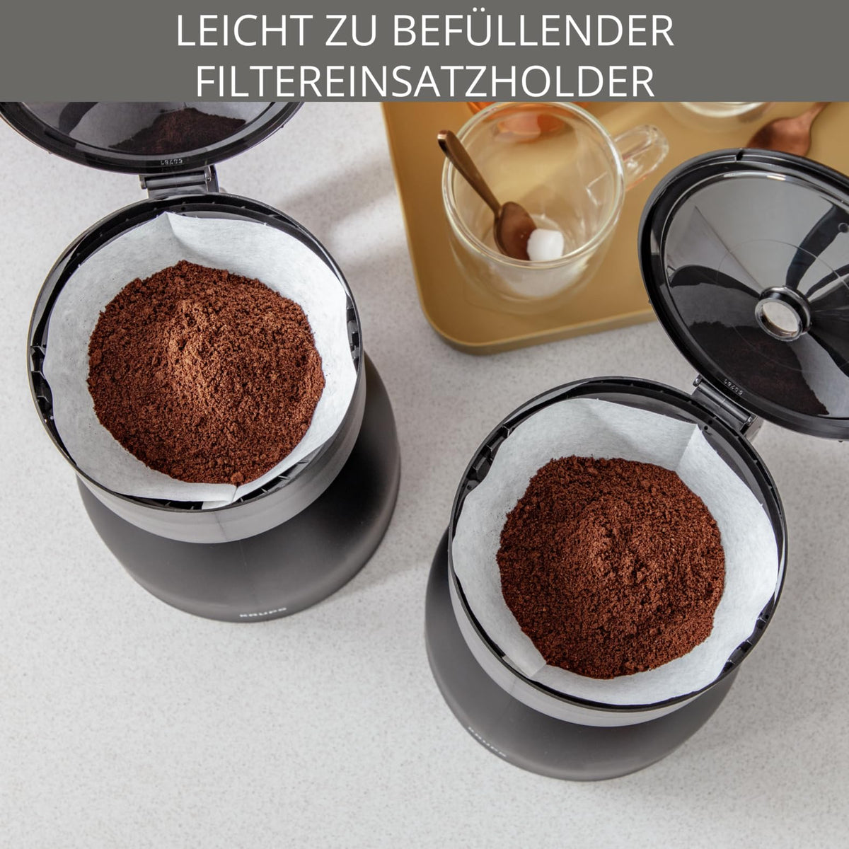KRUPS Duothek Thermo Filtru de cafea, două carafe izolate separate și procese de preparare, performanță de izolare foarte bună, comutator de pornire și oprire cu lumini de control, 2 x 8 cești, Negru, KT8501