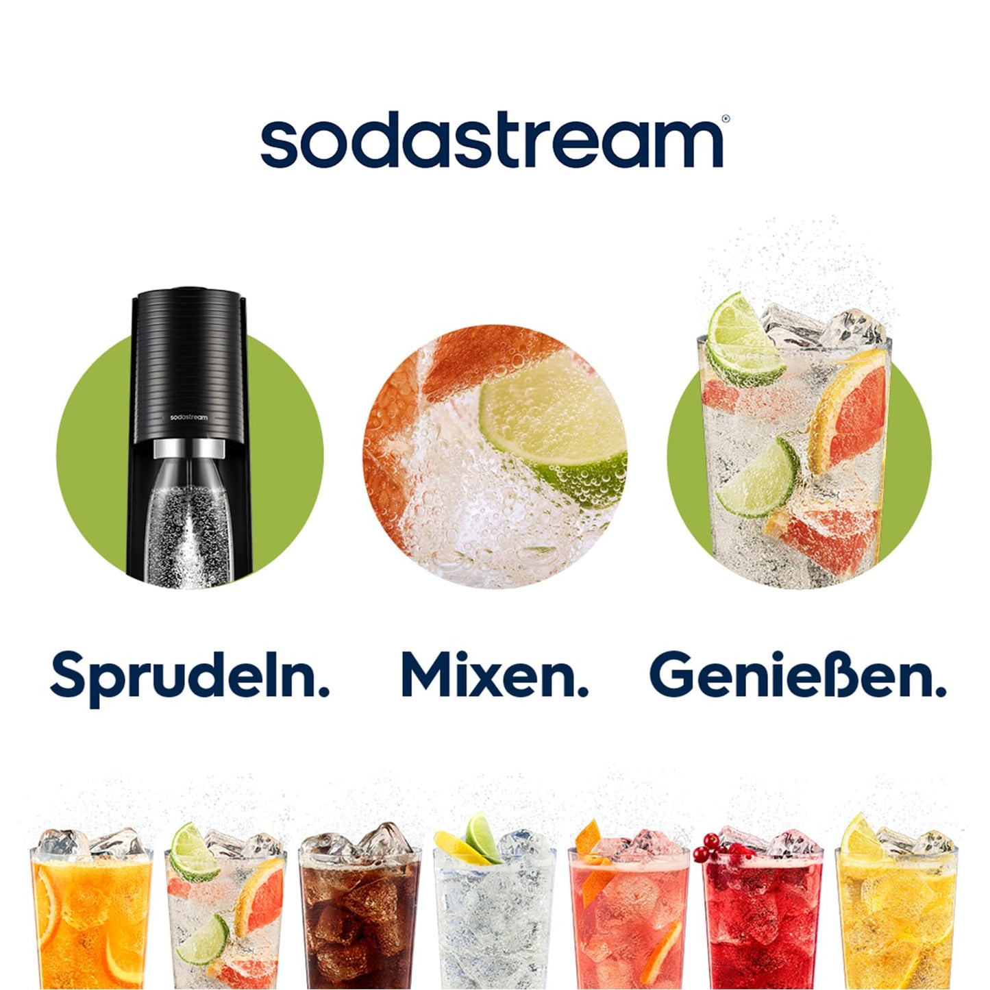 SodaStream water soda maker TERRA Standard | Includes Quick-Connect CO2 cylinder + 1x 1L FUSE plastic bottle (dishwasher safe) | Color: Black - SSM1087