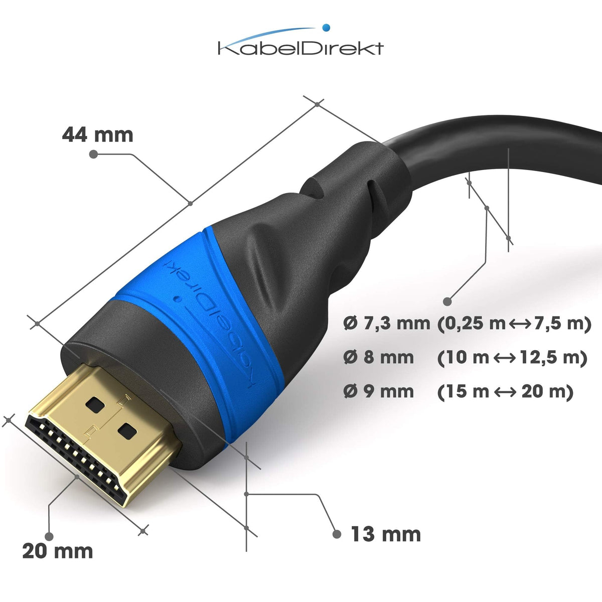 KabelDirekt – 4K HDMI cable – 15.2m – German Flexcore technology - 272