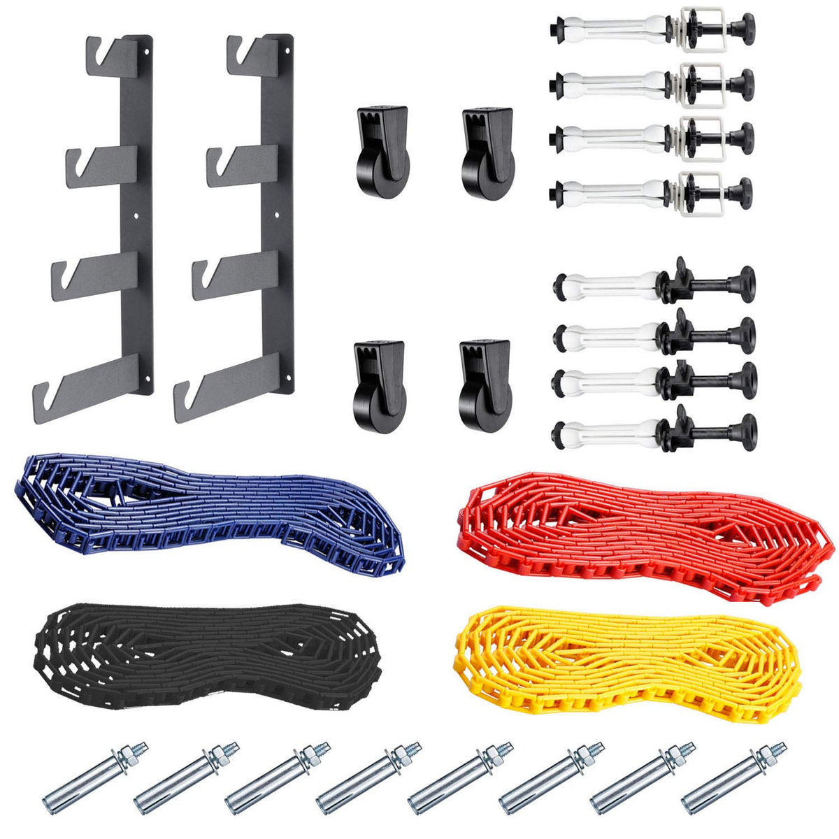 NEEWER Fotografie 4 Role Montare pe Perete Sistem de Suport Manual pentru Fundal cu 2 x Cârlige Patru, 8 x Bară Extensibilă, 4 x Lanț, Capacitate de Încărcare pe Rolă: 22lb/10kg - ST-MBF4