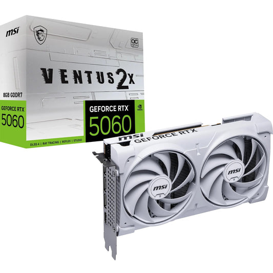 MSI GeForce RTX 5060 8G Ventus 2X OC White - 8GB GDDR7 (28Gbps/128-bit), PCIe 5, Boost: 2527 Hz, HDMI 2.1b, DisplayPort 2.1b - V537-003R
