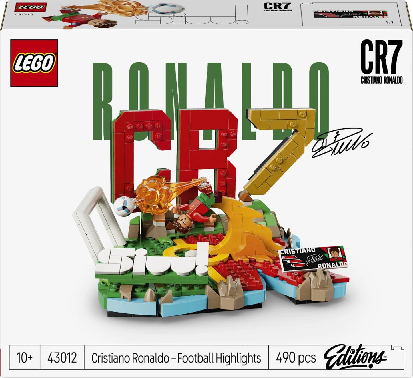 LEGO Editions Cristiano Ronaldo - football highlights toy - 3D model building with minifigure to collect - children's room decoration - gift for boys, girls aged 10 and over and adult sports fans - 43012