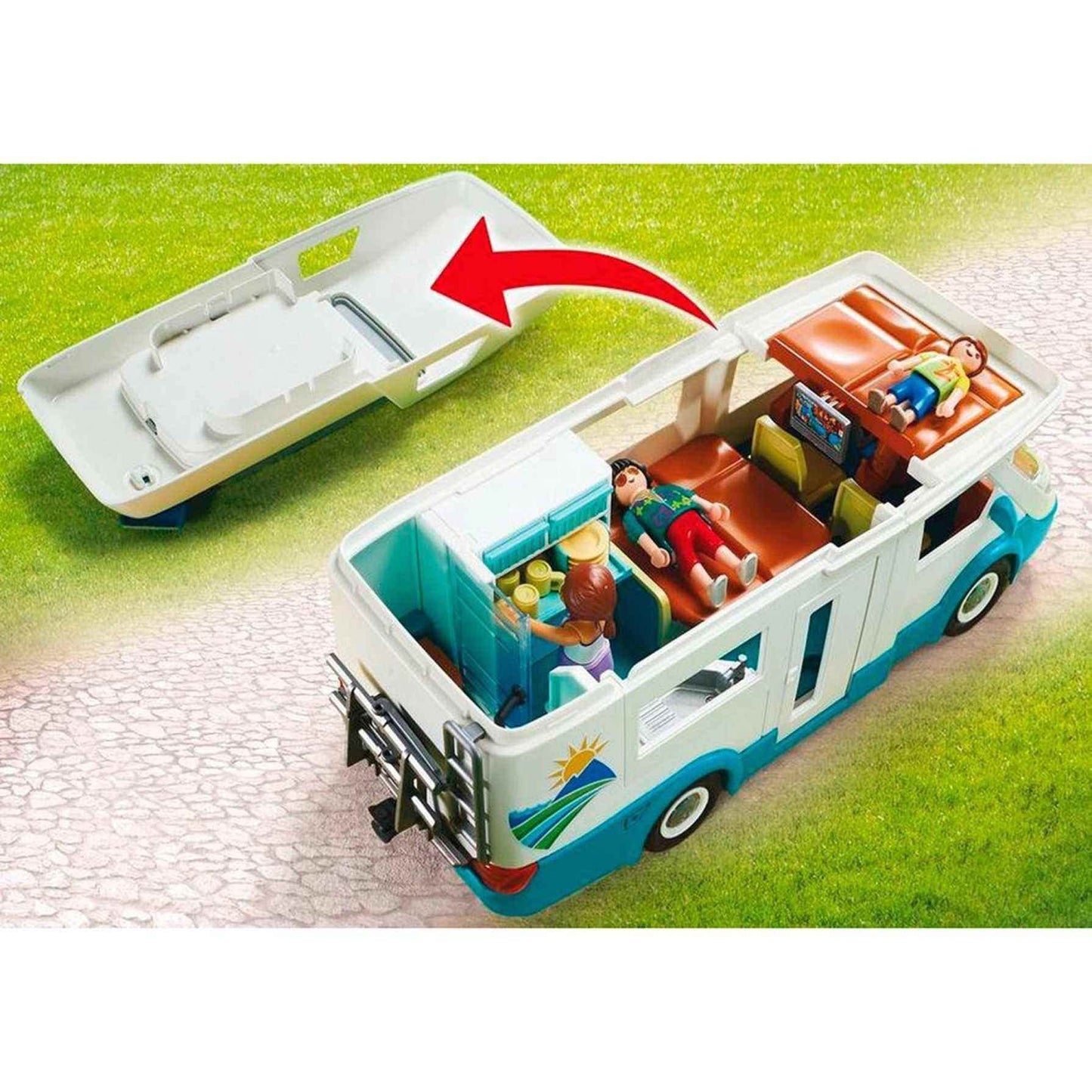 PLAYMOBIL | Family Fun | Family motorhome | with removable roof | Toys for children aged 4 and over | 70088