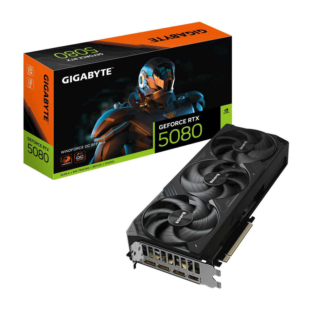 Gigabyte GeForce RTX 5080 WINDFORCE OC SFF 16G graphics card - 16 GB GDDR7, 256 bit, PCI-E 5.0, 2670MHz core frequency, 3 x DP 2.1a, 1 x HDMI 2.1b, GV-N5080WF3OC-16GD