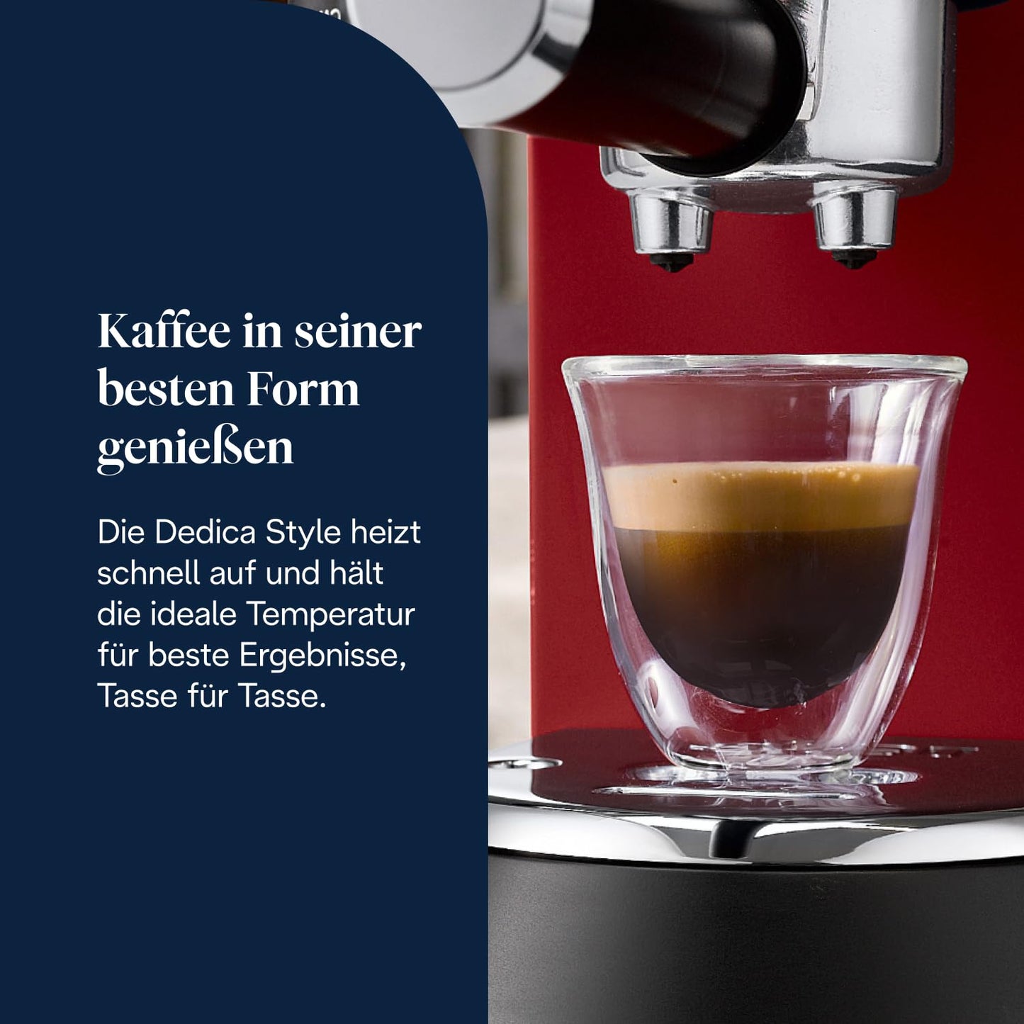 De'Longhi Dedica Style - Perfetto compact portafilter machine espresso machine with buttons, manual milk frother for espresso and cappuccino, ESE pad suitable, 15cm wide, red (EC685.R) - 0132106169