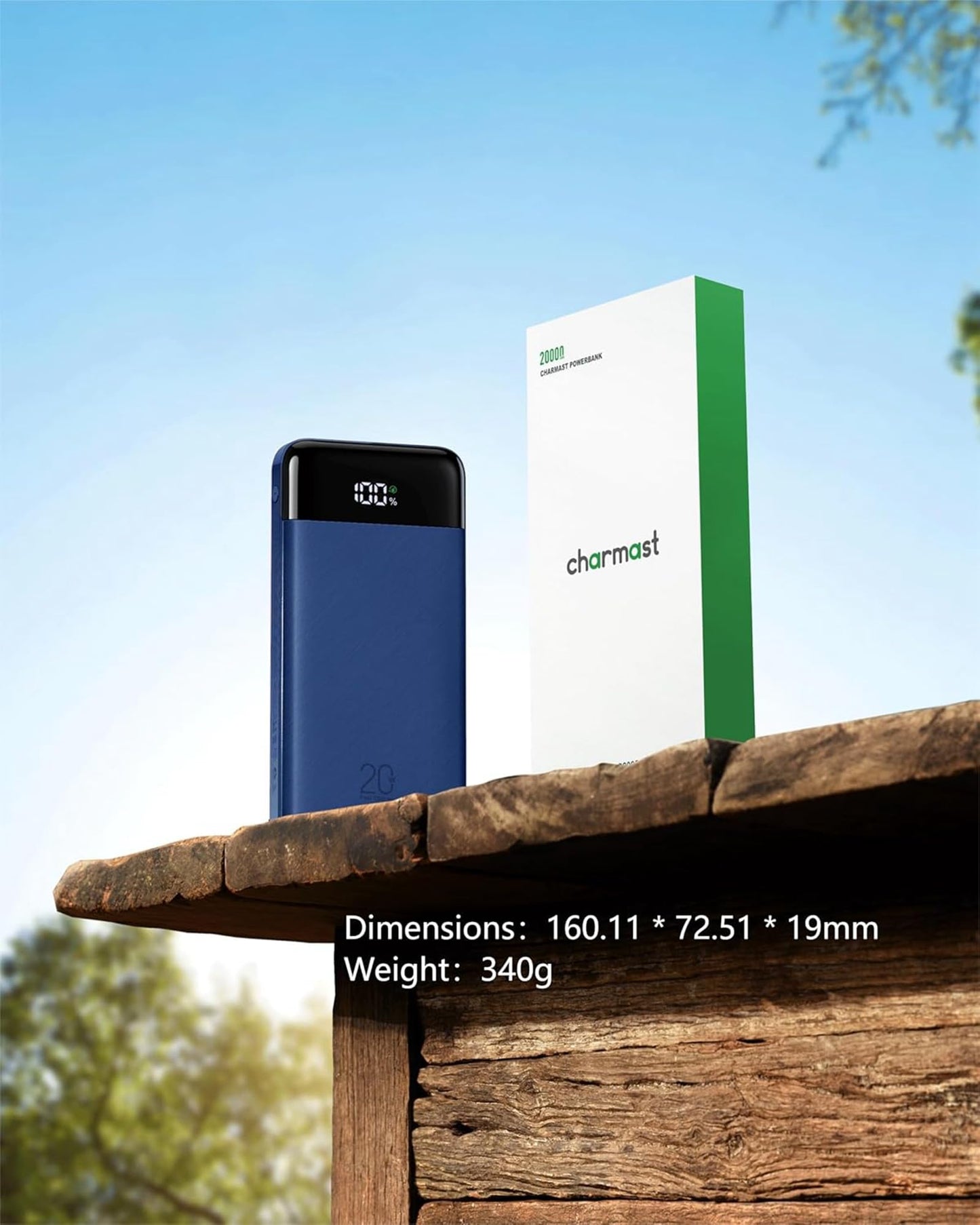 Charmast Power Bank, 22.5W Powerbank 20000mAh with 4 cables-Blue - C2065
