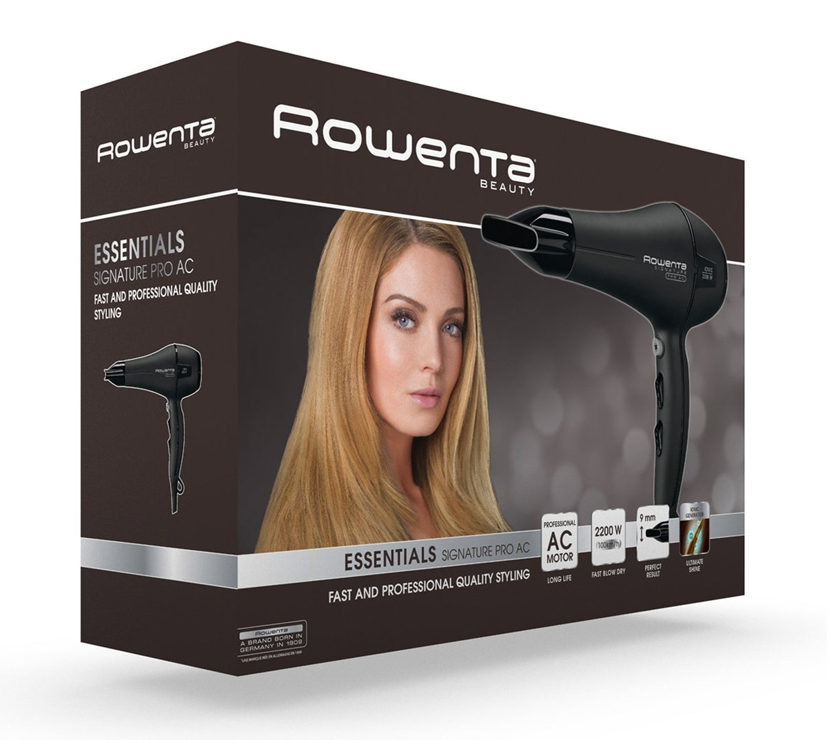 Rowenta CV7810F0 Hair Dryer, 2,200 W, anti-static effect, 2 speed settings, provides shine