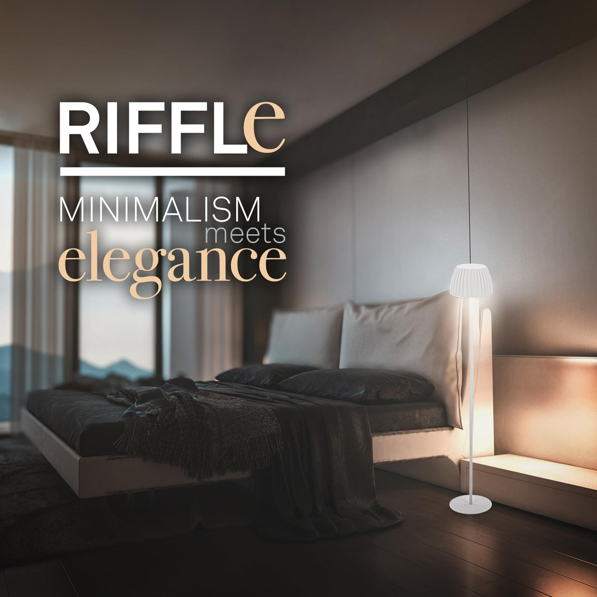 BRILONER - Riffle LED Floor Lamp Wireless IP44 with Touch, Dimmable, Memory Function, Replaceable Battery, Floor Reading Lamp, Living Room Lamp, German Design Award Winner 2025, 19x124 cm, White - 1238016