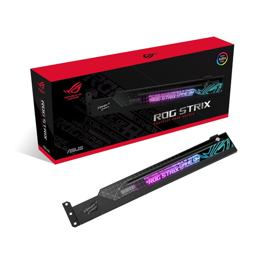 ASUS ROG Strix ARGB graphics card holder (GPU holder, AURA Sync ARGB lighting, adjustable size, easy installation, compatible with ATX cases, black) - ASUSTeK