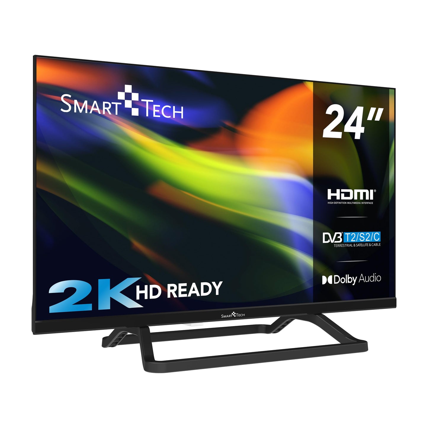 Smart Tech 24HN01V3CA 24 inch television - LED TV with HD resolution, camping TV with 12V connection, Dolby Audio and triple tuner DVB-C/-T2/-S2 (2026