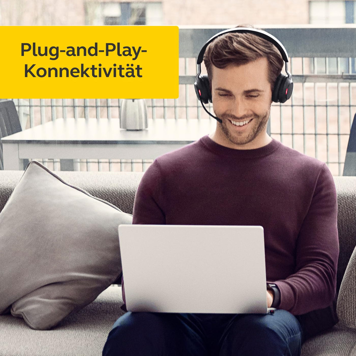 Jabra Evolve2 65 Wireless PC Headset – Noise Canceling UC Certified Stereo Headphones with Long-Lasting Battery – USB-C Bluetooth Adapter – Black - 26599-989-899