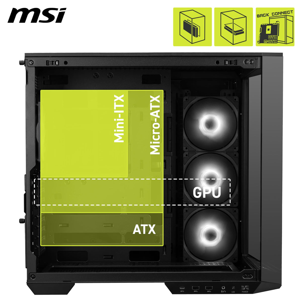 MSI MAG Pano 100R PZ - ATX PC Case - 306-7G26R21-HH9