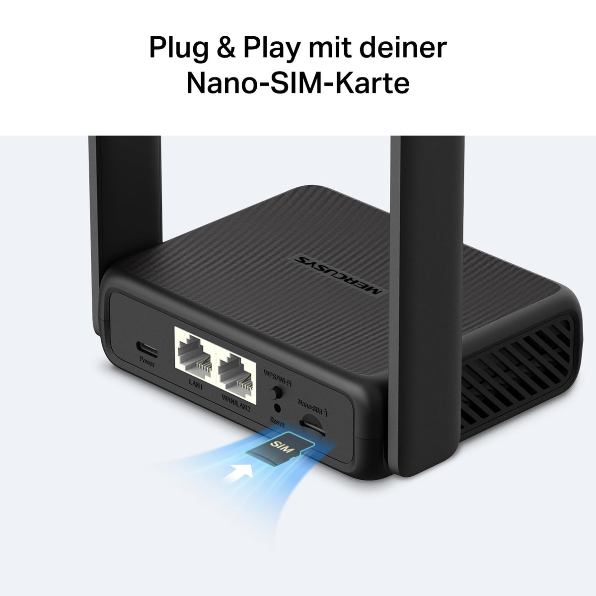 Mercusys MB113-4G LTE WLAN Router, portable 4G router with SIM card, Cat 4 up to 150 Mbit/s, 2× 100 Mbps ports, OpenVPN, plug & play, supports up to 32 devices, power bank operation.