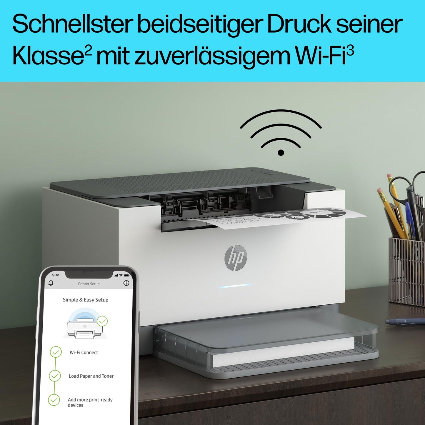 HP LaserJet M209dw laser printer black and white, double-sided printing, dual-band Wi-Fi, USB, smart app, LED control panel - 6GW62F
