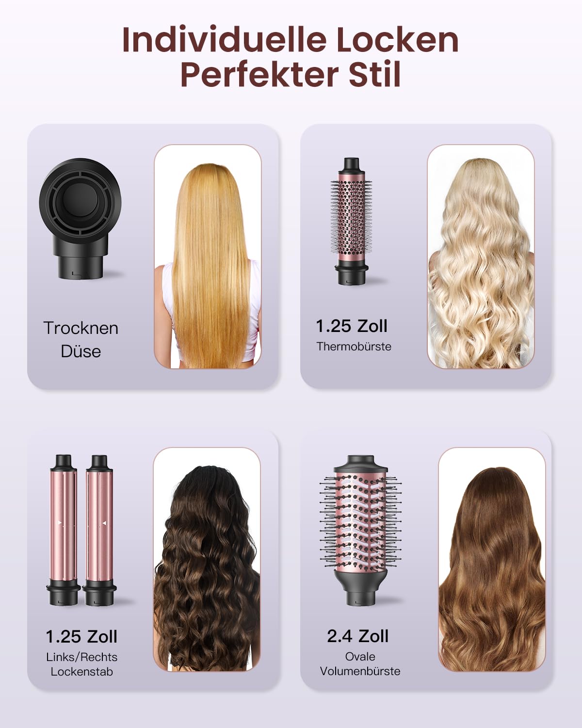 Hair styler 5 in 1 BESTOPE PRO - 110,000 RPM high-speed ion travel hair dryer, multi-hair styler set, for volumizing professional hair stylers, automatic air curling iron - MS-D13A