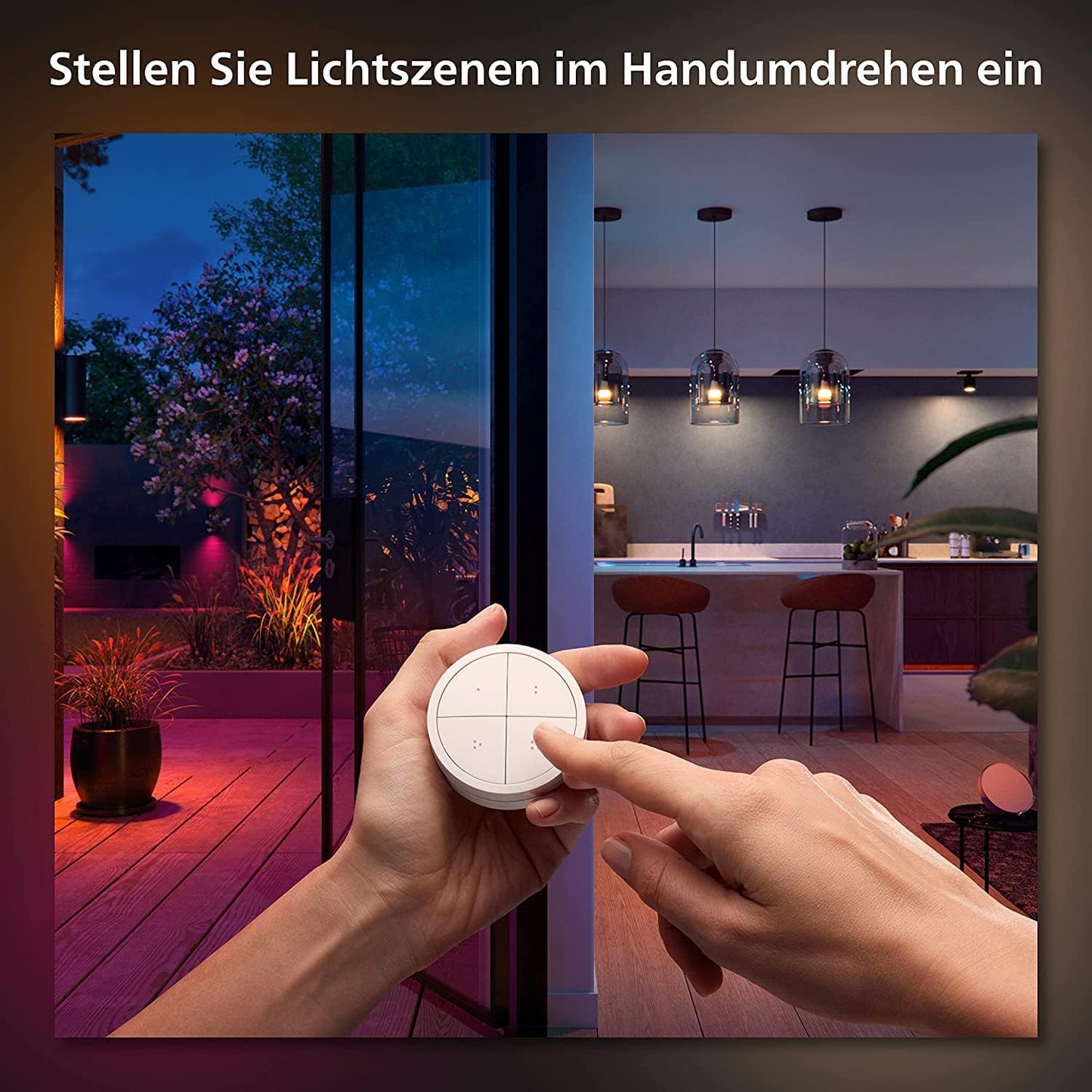 Philips Hue Tap Dial switch for Hue lighting systems, smart dimmer for controlling lights, wireless light switch without installation, white - 929003500101