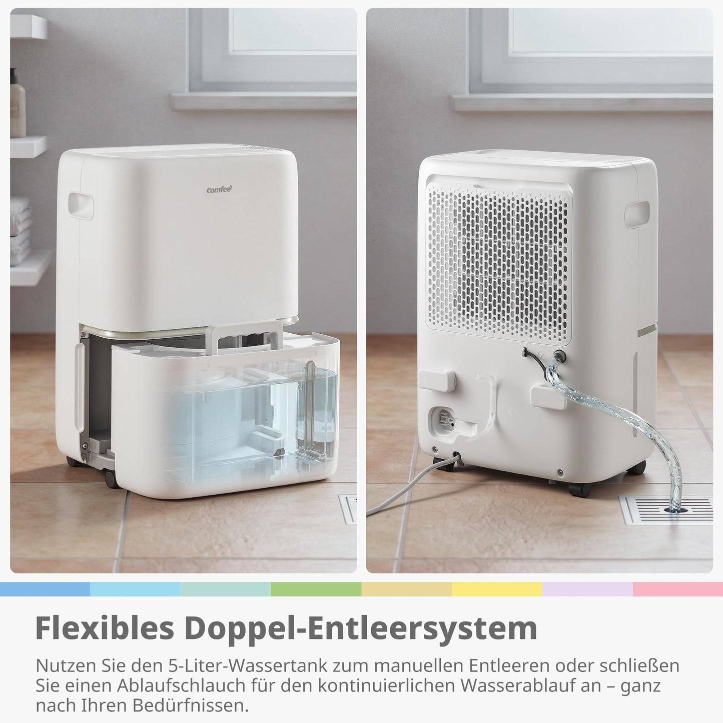 Comfee dehumidifier 20L/24h, room size approx. 100m³ (40m²), APP-enabled, smart mode, timer 24H, water tank 5L, against moisture, CDDKE-20DEN7 (EU) - CDDKE-20DEN7(EU)