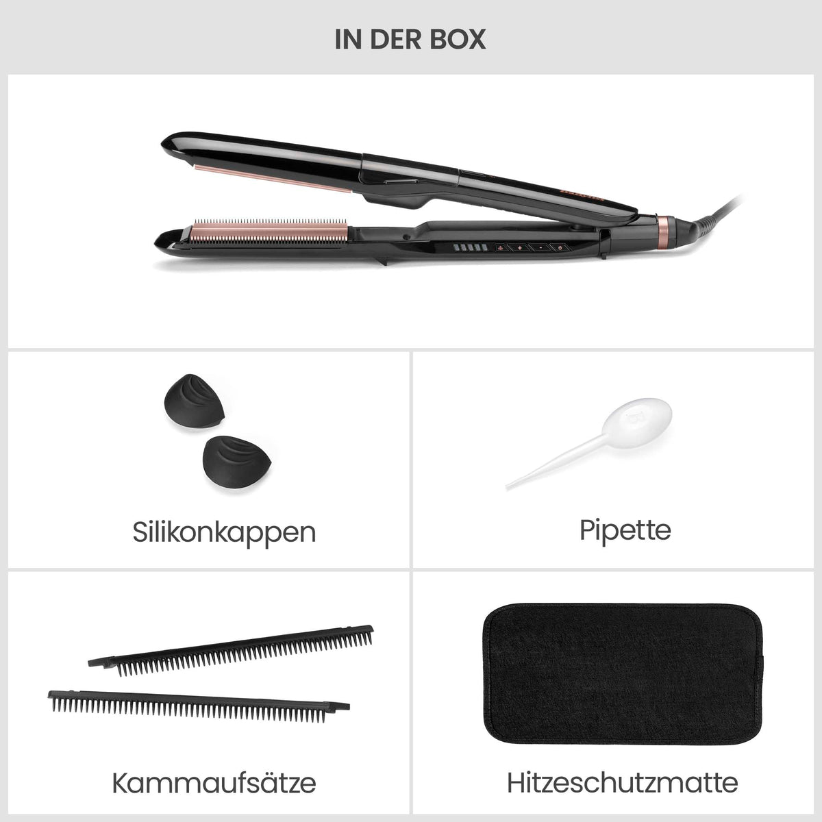 BaByliss Steam Smooth Îndreptător de păr, aparat de styling cu aburi, Negru | Plăci ceramice XL de 39mm, îndreptător pentru păr gros și lung, îndreptare anti-frizz, 5 niveluri de temperatură până la 230°C, ST493E - 997-81081
