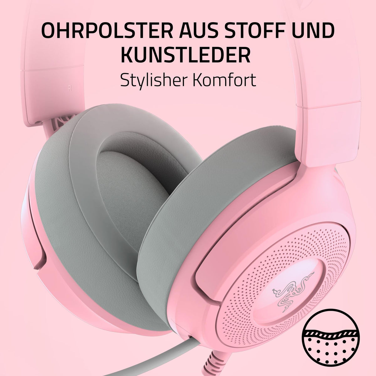 Razer Kraken Kitty V3 X - Wired Kitty Headset for Gaming - Iconic Kitty Ears - Weighs 270g - HyperClear Cardioid Microphone - TriForce 40mm Drivers - 3.5mm Jack | Quartz - RZ04-05350100-R3M1