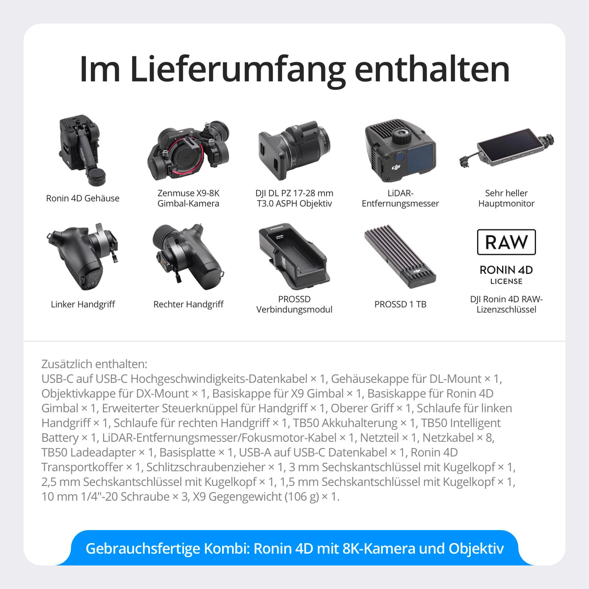 DJI Ronin 4D-8K Full-Frame Cinema Camera with 4-Axis Stabilization, 8K/75fps, LiDAR Focus and Wireless Transmission, Highly Integrated Modular Design, PROSSD 1 TB, Professional Cinema Camera - CP.RN.00000351.01