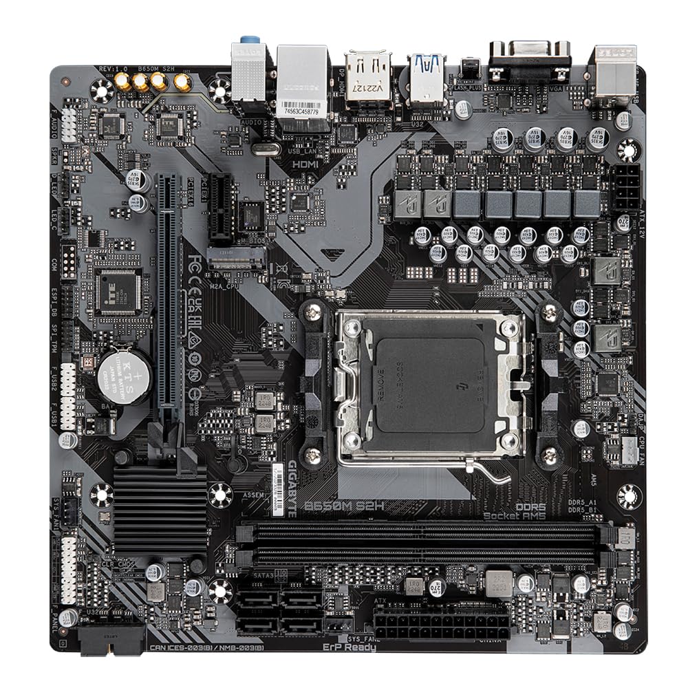 Placa de bază GIGABYTE B650M S2H - Seria AMD Ryzen 9000, VRM cu 5+2+2 faze, până la 6400 MHz DDR5 (OC), 1xPCIe 4.0 M.2, GbE LAN, USB 3.2 Gen 1