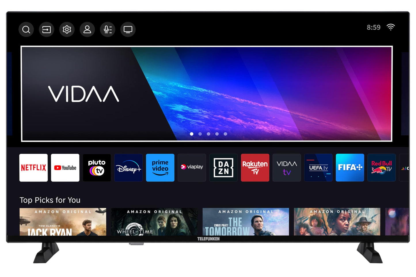 TELEFUNKEN QLED TV 43 inch Smart TV VIDAA QU43VP750S 4K TV UHD, HDR TV with Dolby Vision, Dolby Atmos, triple tuner and 6 months HD+ incl., LED TV black