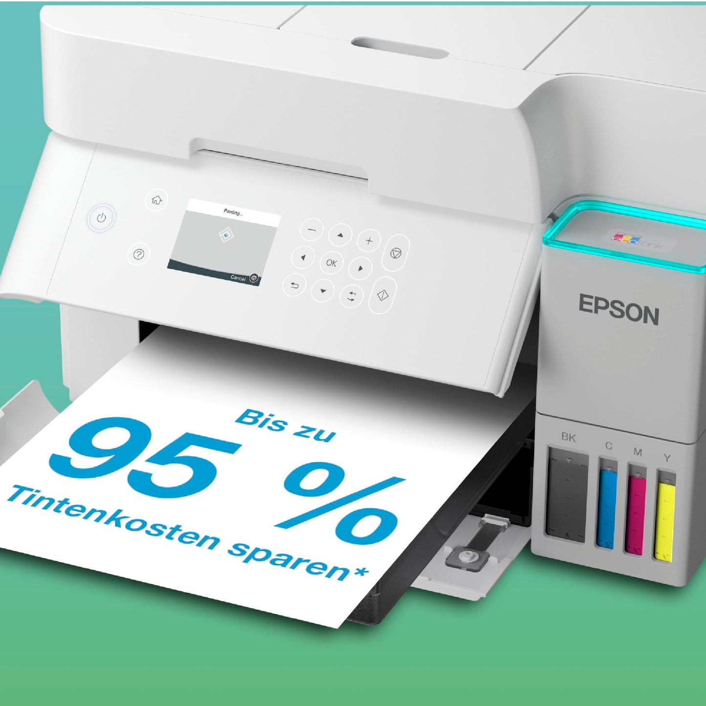 Epson EcoTank ET-3956 ink tank printer | for the home office | WiFi | A4 | Duplex printing, copying, scanning | 6.1 cm LCD display | 30-sheet ADF| Includes ink for up to 3 years