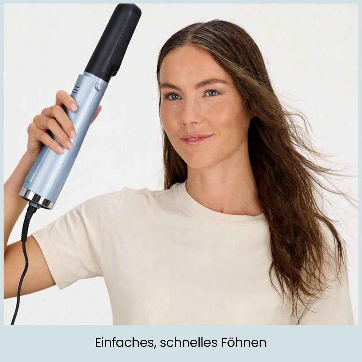 BaByliss Hydro-Fusion 4-in-1 Hair Dryer Brush – 1000W Anti-Frizz Blow-Drying Brush, Ion Technology, Drying, Smoothing, Combing, Styling in One Step, Blue, AS774E