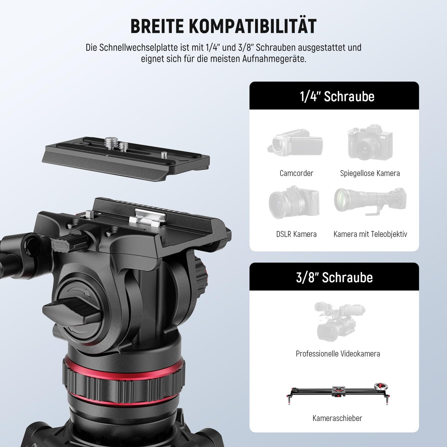NEEWER 78" Carbon Fiber Video Camera Tripod, Damping Adjustable Fluid Head One Step Quick Release with QR Plate and Handle Robust Tripod for DSLR Camera and Camcorder Max Load Capacity 10kg LL37